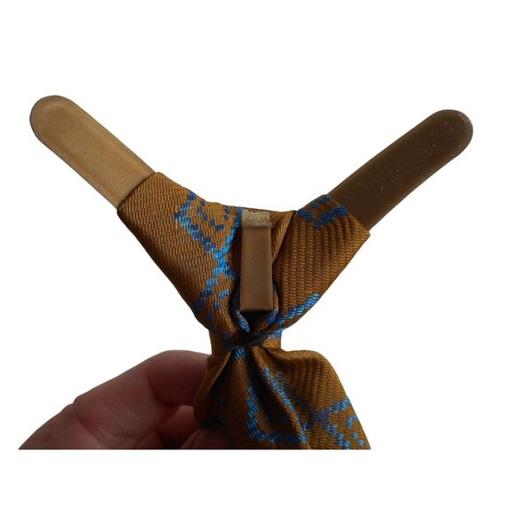 Vintage 1970s abstract Blue gold clip on Tie necktie - Picture 4 of 4